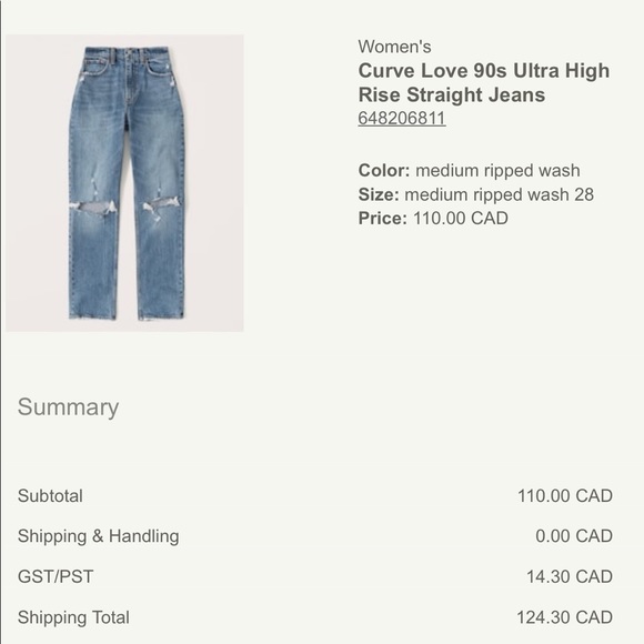 A&F 90s ultra high rise curve love size 28. - Picture 2 of 2